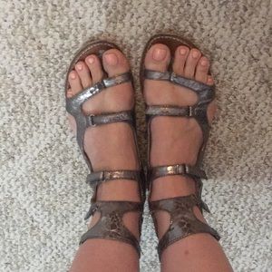 Sam Edelman Gunmetal Metallic Gladiator Sandals 8